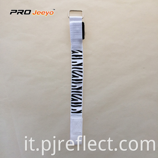 Reflective Led Light White Zebra Print Webbing Armband Wb Mbw001